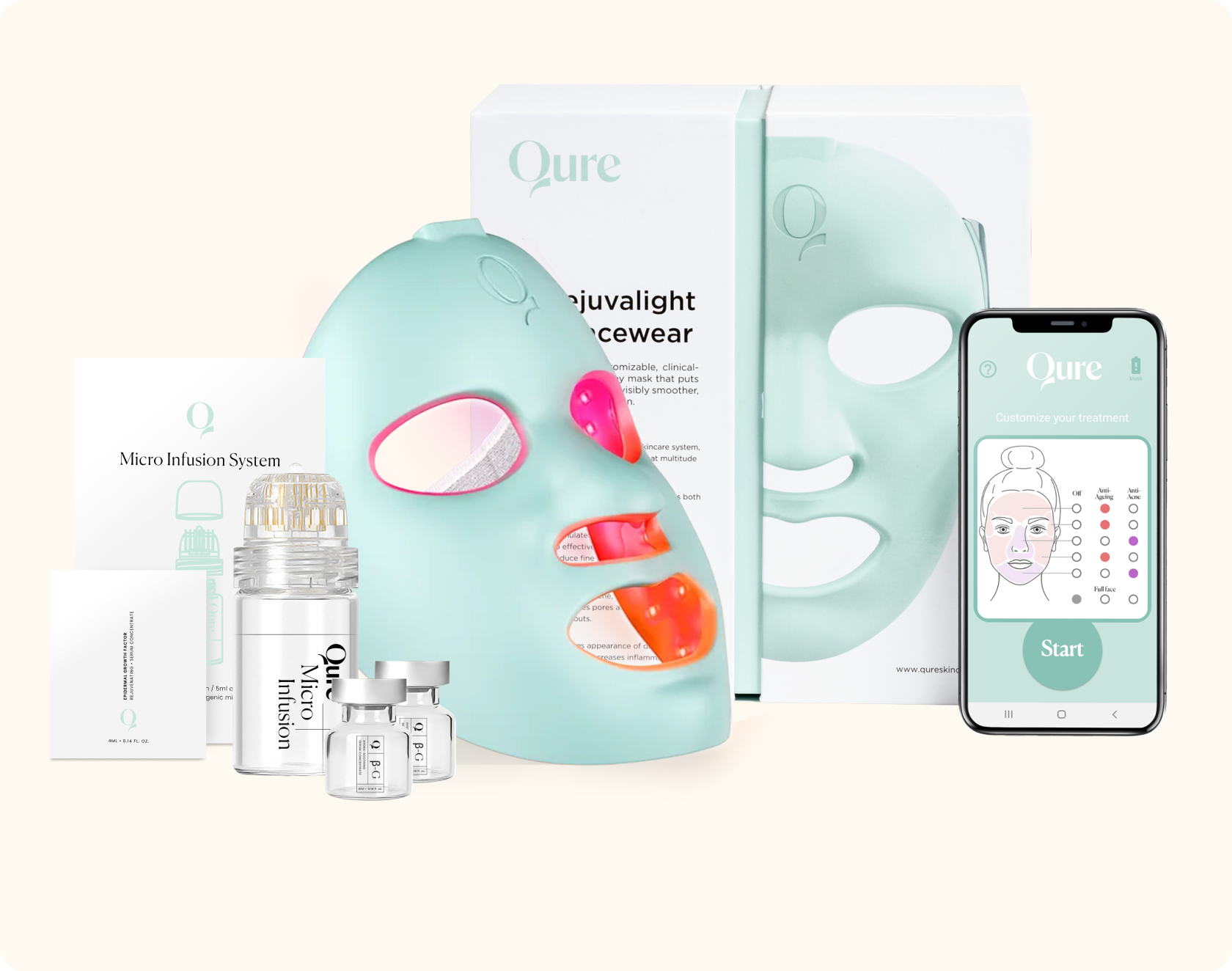 Q-Rejuvalight Pro LED Mask + Micro-Infusion 1 Month Supply Bundle (PRE-ORDER)